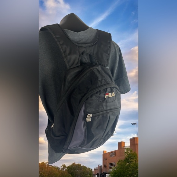 FILA “Throwaway” Black Backpack with Laptop Sleeve (Distressed) - Picture 3 of 6